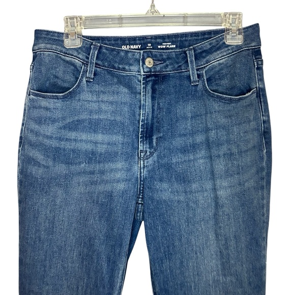 Old Navy Flare Jeans medium blue wash high rise size 10 petite - Picture 2 of 11